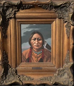 Franklin Moody Oil Painting Chief Sitting Bull Hunkpapa Lakota Sioux 20“H 18“W - Picture 1 of 9