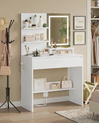 Schminktisch mit LED-Beleuchtung 3 Farben Schminktisch mit Spiegel Kosmetiktisch - Bild 1 von 4