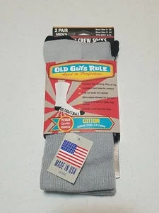 OLD GUYS RULE - Logo Cotton Crew Socks (Two Pair) - One Size - Grey/Black - Picture 1 of 3