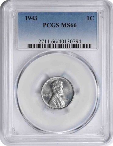 1943 Steel Lincoln Cent MS66 PCGS Cover