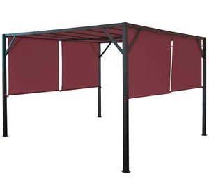 Pergola Pavillon Terrassenüberdachung, ohne Betonieren Schiebedach 3x4m rot - Bild 1 von 6