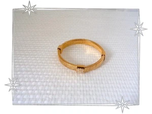 Magnifique Bracelet Fantaisie Rond Doré Maille Serpent Strass Qudo Neuf - Imagen 1 de 6