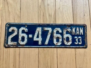 1933 Kansas License Plate - Picture 1 of 4