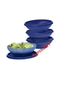 TUPPERWARE SERVALIER CEREAL & SALAD Set Of 4 Bowls NEW Indigo 1.5c/360 mL - Picture 1 of 2