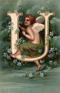 Angelo, Angel - Alfabeto Lettera "U" - Alphabet Letter "U" - Rilievo - A059 - Imagen 1 de 2