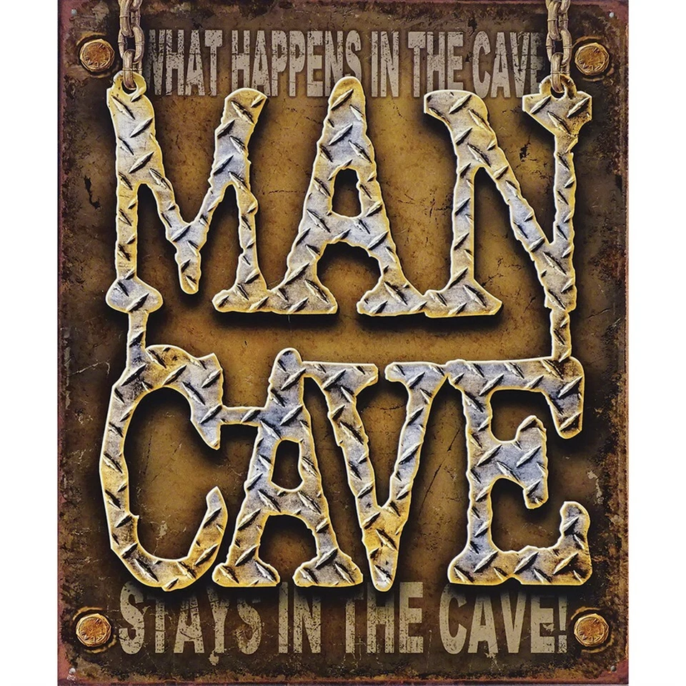 Man Cave Tin Sign - 12-1/2"W x 16"H, Made in USA #DE-1701 - Imagem 1 de 1
