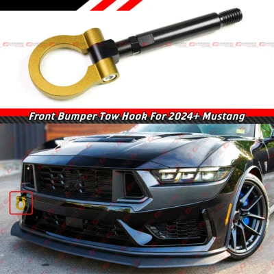 Para Ford Mustang 2024-25 Negro Oro Anillo Plegable Scerw En Parachoques Delantero Gancho de Remolque Foto 1 de 4