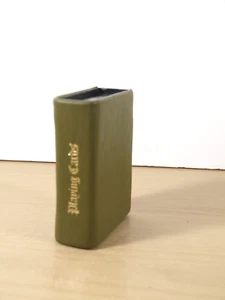 Vintage Leather Green Case of Playing Cards Single Deck VGC - Picture 1 of 7