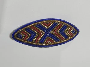 Vintage Large Retro Seed Bead Hair Barrette Metal Clip Made In TIAWAN  - Picture 1 of 5