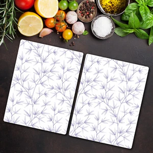 2x Glas-Herdabdeckplatte Ceranfeldabdeckung Spritzschutz Zarte Pastellblätter - Bild 1 von 3