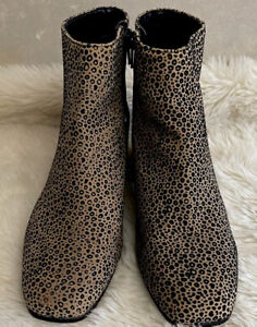 Sole Society  Booties Leopard Print Leather Ankle Boots Women's 7.5M