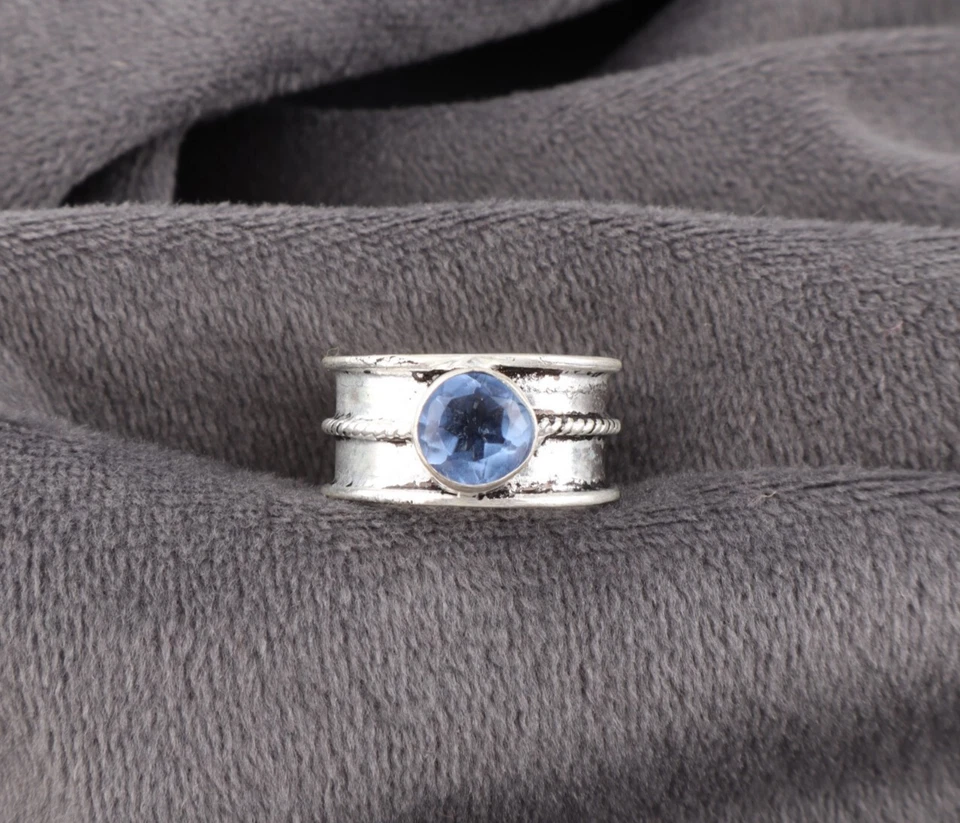 Dainty Tanzanite Gemstone 925 Sterling Silver Handmade Jewelry Ring Gift For Her - Image 1 of 4