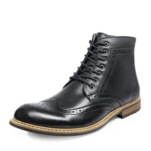 Bruno Marc Men's Size uk 12 Black Classic Wingtip Side Zipper Ankle Boots men - Picture 1 of 6