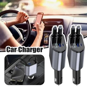 120W 4-in-1 Fast Car Phone Charger Retractable Cable with Projection Star Light - Photo 1 sur 14