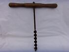 VINTAGE WOOD HANDLE AUGER DRILL  WITH 1 INCH BIT    15" LONG