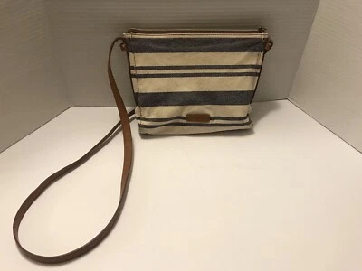 Bolso Bandolera Fossil Fiona Pequeño Blanco Azul Rayas Usado Foto 1 de 4