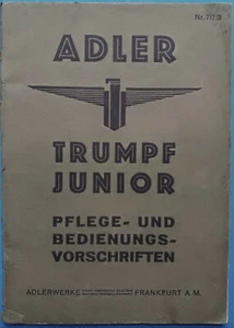 ADLER TRUMPF JUNIOR 1935 Betriebsanleitung Bedienung Handbuch - Bild 1 von 6