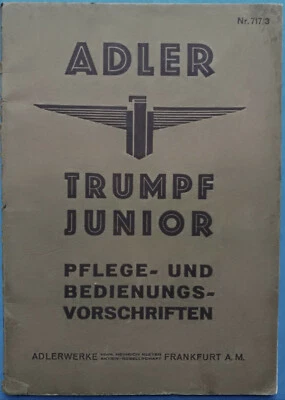 ADLER TRUMPF JUNIOR  1935 Betriebsanleitung Bedienung  Handbuch - Bild 1 von 4