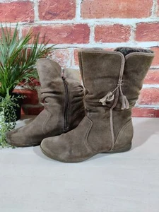 FOOTGLOVE M&S BROWN MID CALF BOOTS UK 5 EU 38 SUEDE FAUX FUR LINING WINTER WARM - Picture 1 of 6