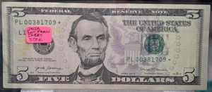 VERY RARE FROM SHEET 2017 A $5.00 STAR NOTE  VERY RARE LOW RUN 500K GOOD COND - Picture 1 of 2