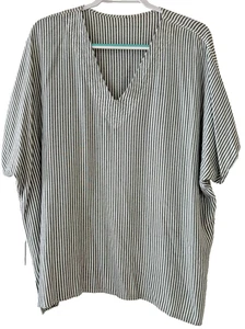 Túnica para mujer Tienda Ho negra a rayas verticales algodón lino Lagenlook talla única - Imagen 1 de 9
