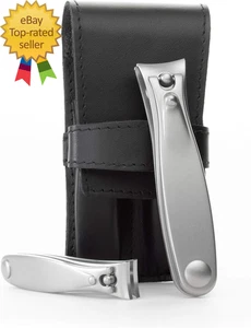 Nail Clippers Set in Black Leather Case – Ethically Made in Solingen Germany, FI - Picture 1 of 1