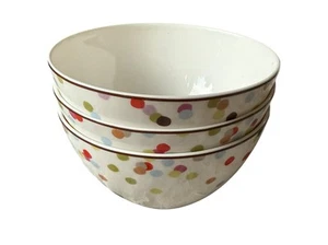 Kate Spade by Lenox Three Soup/Cereal Bowls Market Street Confetti Polka Dots 6” - Picture 1 of 8