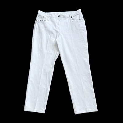 RUBY RD Womens Petite Size 16P Shimmery White Embellished Rhinestone Jeans Pants - Image 1 of 4