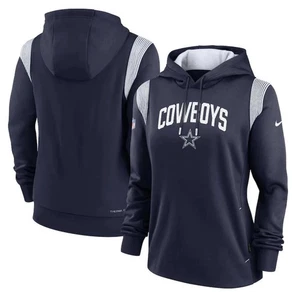 NIKE DALLAS COWBOYS DONNA SMALL NAVY Sideline Performance Pullover Felpa con Cappuccio, Nuova con etichette - Foto 1 di 14