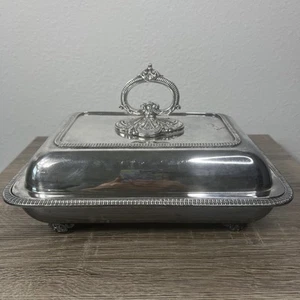 Vintage Toronto Silverplate Co. Ornate Double Serving Dish Tray Lid/Divider - Picture 1 of 13