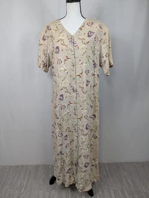 Maxi Vestido De Colección Floral Botón Completo Boho Cottage Lagenlook Lino Para Mujer XL A037 Foto 1 de 4