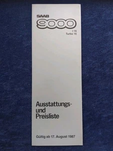 Saab 9000 i 16 Turbo 16 Preisliste 8.1987 - Picture 1 of 1