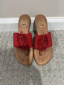 Andre Assous Sandals Red Novalee Bright Featherweights Slides Women’s Size 6 - Picture 1 of 4