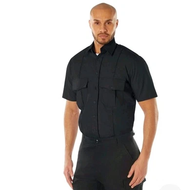 Рубашка Rothco с коротким рукавом униформа официальная обязанность 2 кармана полицейская рабочая рубашка - Изображение 1 из 4