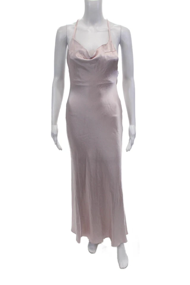 Maxi Vestido Rosa Galvan London Para Mujer Cuello Cuadrado Correas de Espagueti Talla XS Foto 1 de 4