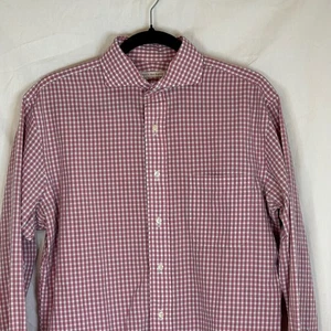 Made in New England Kariertes Herren Hemd Knopfleiste Langarm Rosa - Bild 1 von 14