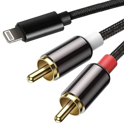 MFi Certified Lightning to RCA Cable for iPhone, 2-Male Y Splitter Aux Audio Cor - image 1 of 4