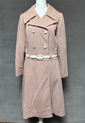 Vintage Sears Trench Coat S Beige Peacoat 60s 70s Mod Retro Preppy Classic Belt - Image 1 of 4