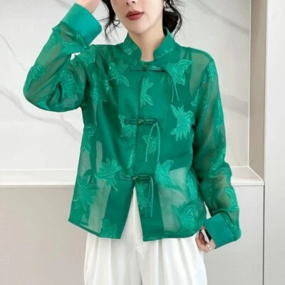 Китайская леди шифоновое куртка Jacquard хвостовик костюм Cheongsam рубашка летний костюм пальто - Изображение 1 из 4