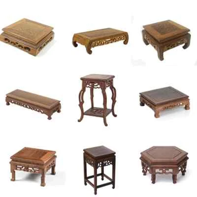 Ретро гравировка деревянная аквариум дисплей горшок стойка бонсай ваза стойка основание - Изображение 1 из 4