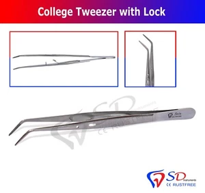 London College Tweezer Serrated With Locking Cotton and Dressing Dental Forceps - Picture 1 of 6