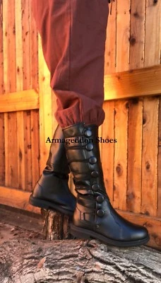 Botas fantasia Halloween período casamento escocês nobre renascentista preta Tudor - Imagem 1 de 2