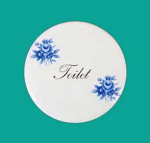 White Porcelain Circle Door Plaque Saxony Floral Design 82mm - Picture 1 of 3