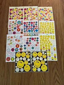 Vintage Smiley Gesicht Aufkleber 11 Blatt Lehrer Schule Belohnungen einige fehlen - Bild 1 von 5
