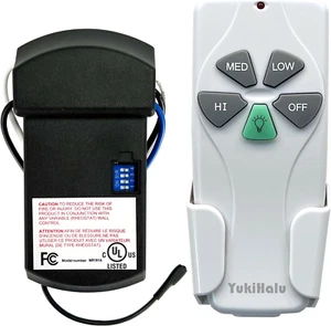 Universal Ceiling Fan Remote Control Kit, 3 Fan Speeds and Light Dimmer, UL List - Picture 1 of 6