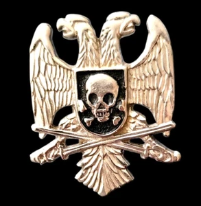 Serbian Chetnik hand-made cap badge skull and double-headed eagle WWII Era - Picture 1 of 5