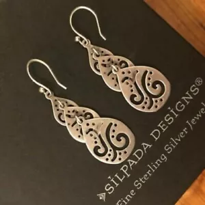 Silpada 925 Sterling Silver Triple Teardrop Free Falling Earrings W2299 HTF - Picture 1 of 12