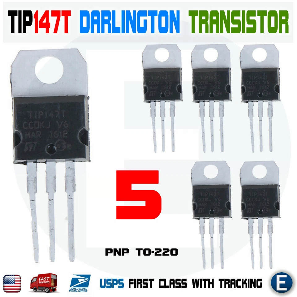 5pcs TIP147T Darlington Transistor PNP 100V 125W 10A TO-220 TIP147 ST USA - Image 1 of 1