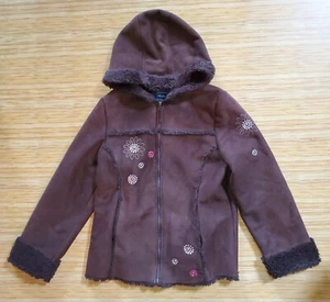 Rothschild Girls Brown Faux Suede Hooded Jacket Embroidery Flowers XL(16) preown - Picture 1 of 11