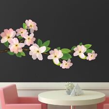 Beautiful Flower Branch Wall Decal Floral Vinyl Customizable Outdoor Art, s96